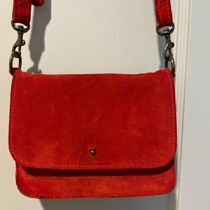 ABLE Bright red suede crossbody / clutch